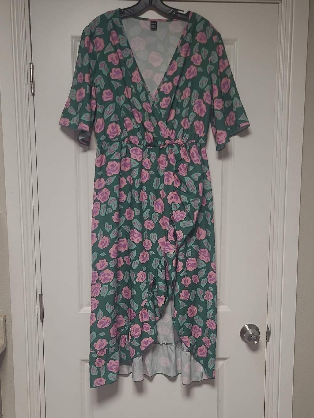 SHEIN Mint Green Dress with Pink and Purple Floral Trim